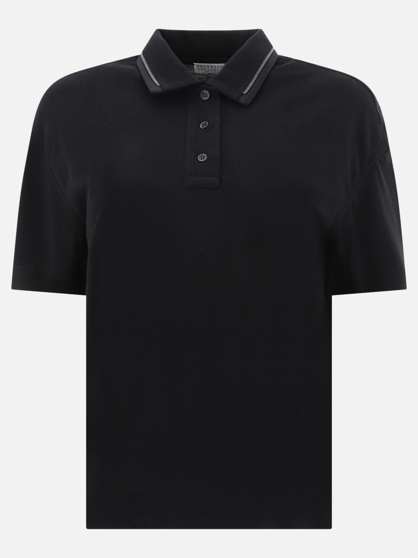 Polo shirts with buttons 100% cotton  Black - Brunello Cucinelli Women | PDP | VIETTI Online Store | Zoom-Modal
