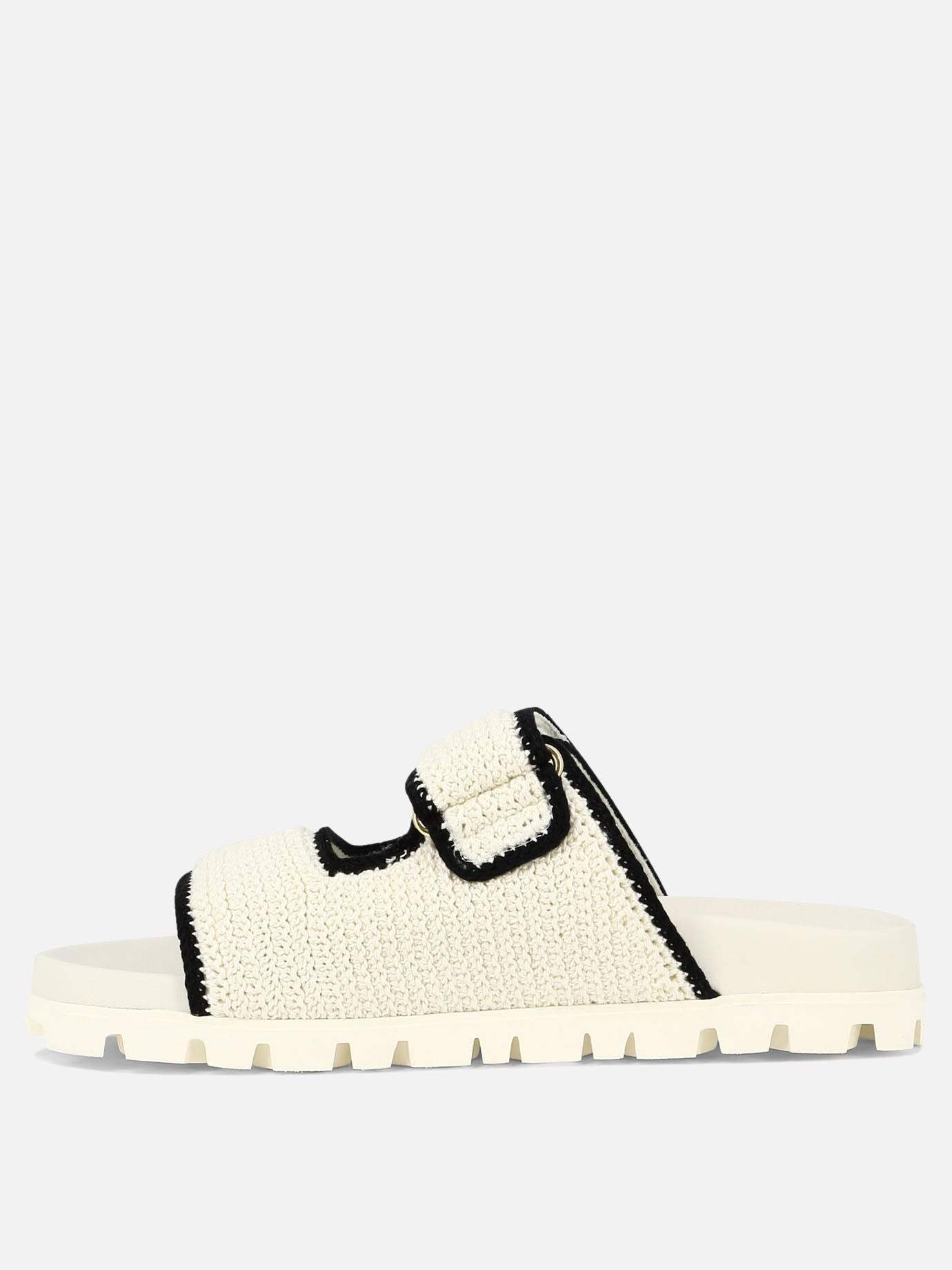 Miu Miu Crochet knit slides White