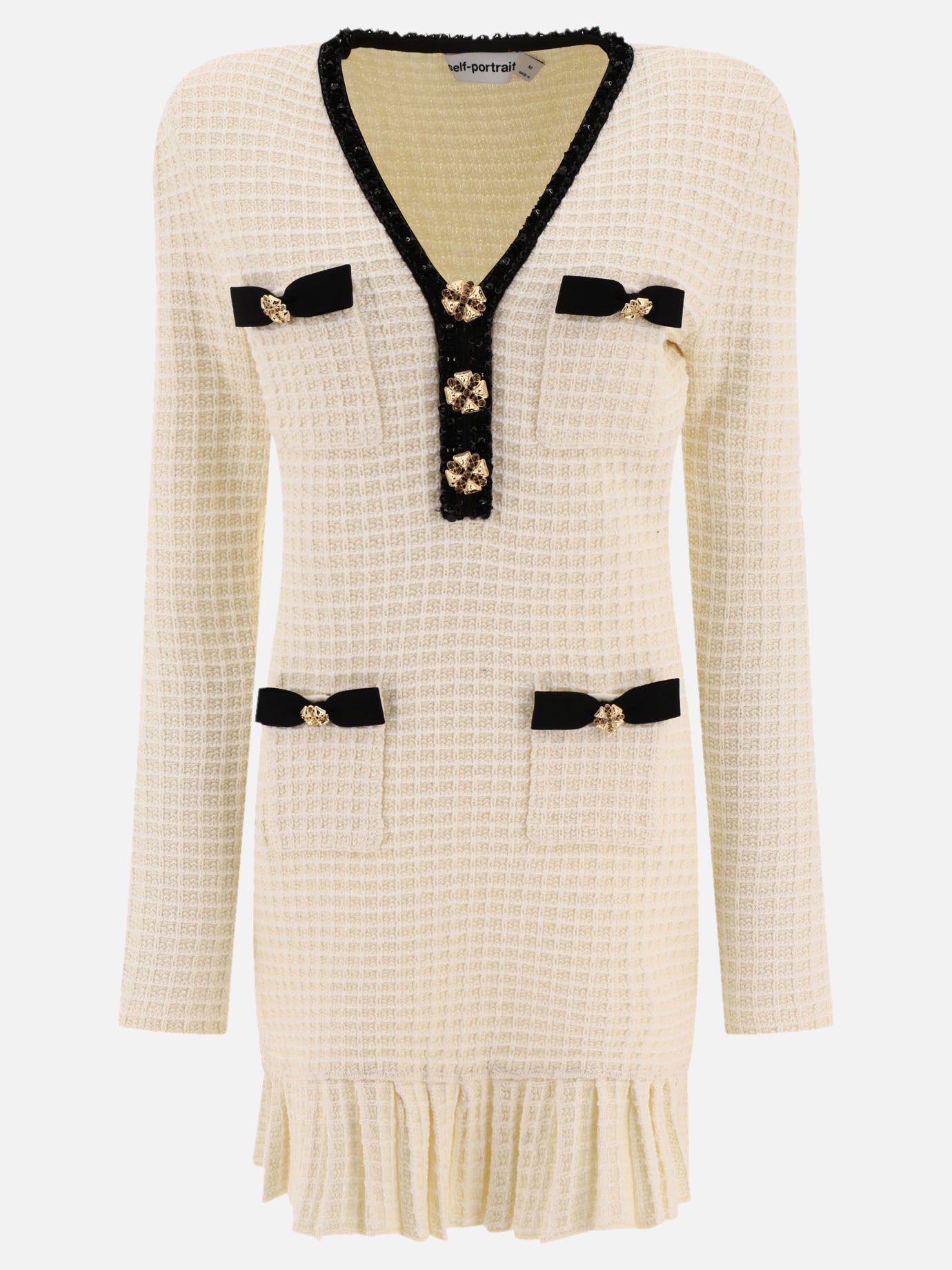 Mini dresses 54% polyester 20% cotton 12% viscose 6% polyamide 5% wool 3% metallic fibre  Beige - Self-portrait Women | PDP | VIETTI Online Store | Zoom-Modal
