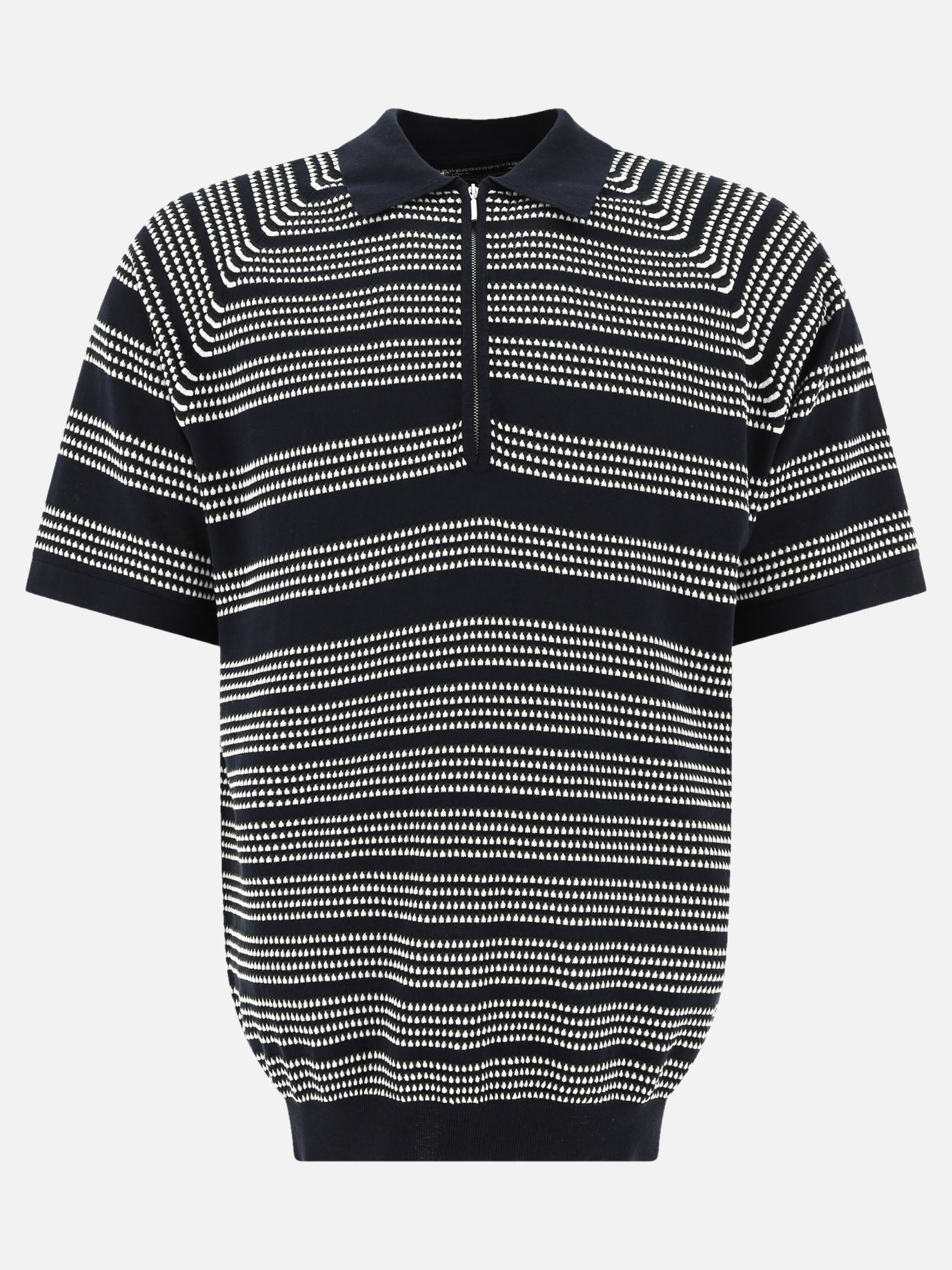 Beams Plus Half-zip jacquard polo shirt 14326121_XL Blue thumbnail_1