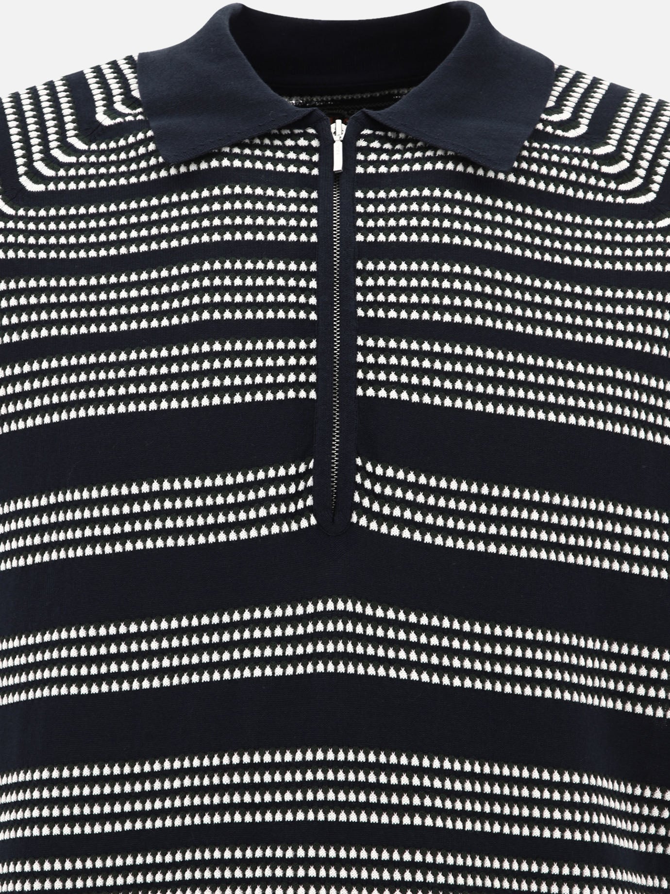 Beams Plus Half-zip jacquard polo shirt 14326121_XL Blue thumbnail_3