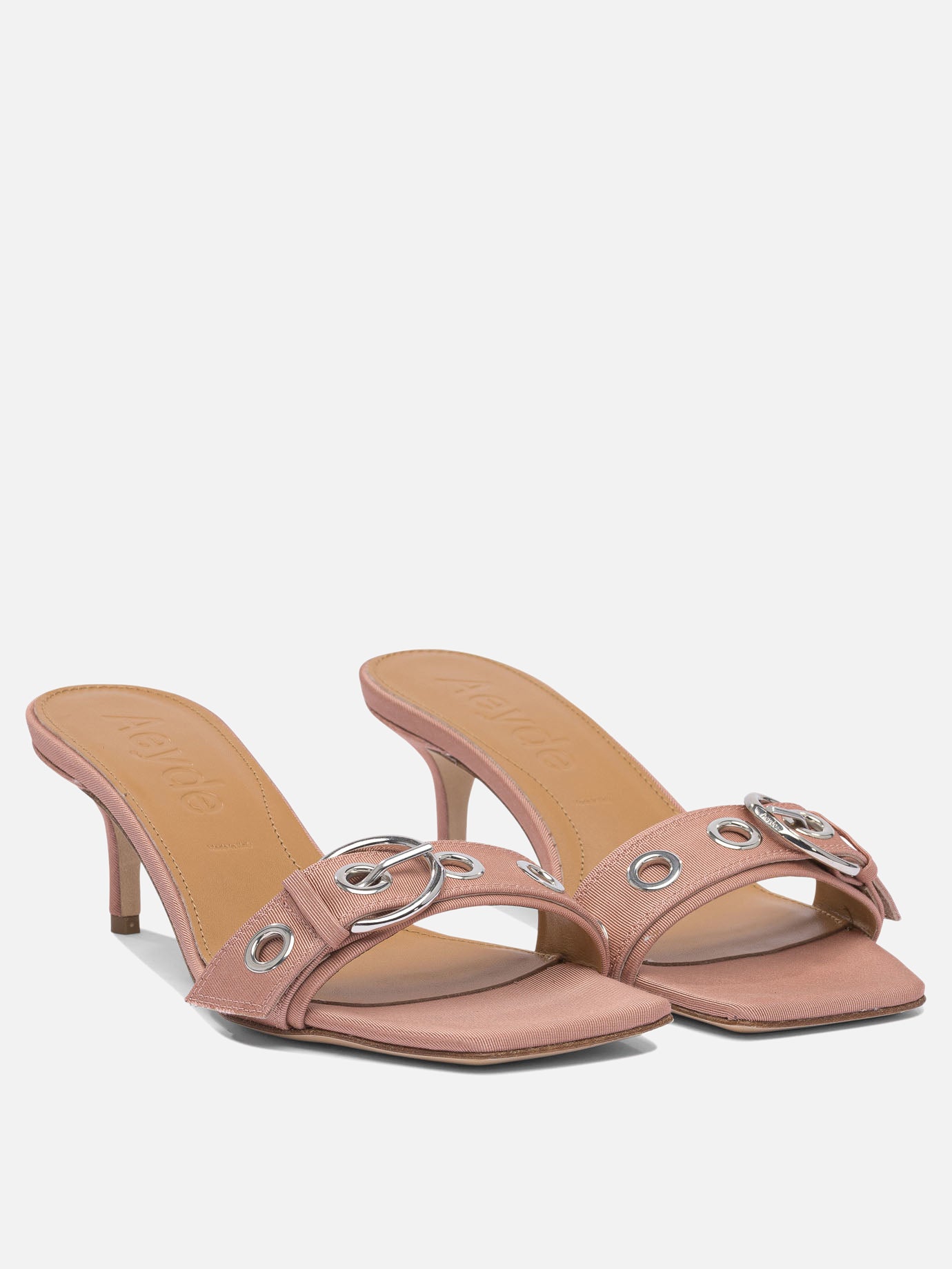 Heeled sandals 100% fabric - 100% leather  Pink - Aeyde Women | PDP | VIETTI Online Store | thumbnail_2