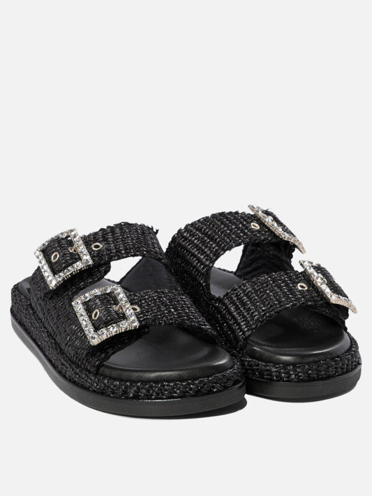 Flat sandals 100% rafia - 100% rubber  Black - Alibi Women | PDP | VIETTI Online Store | 2
