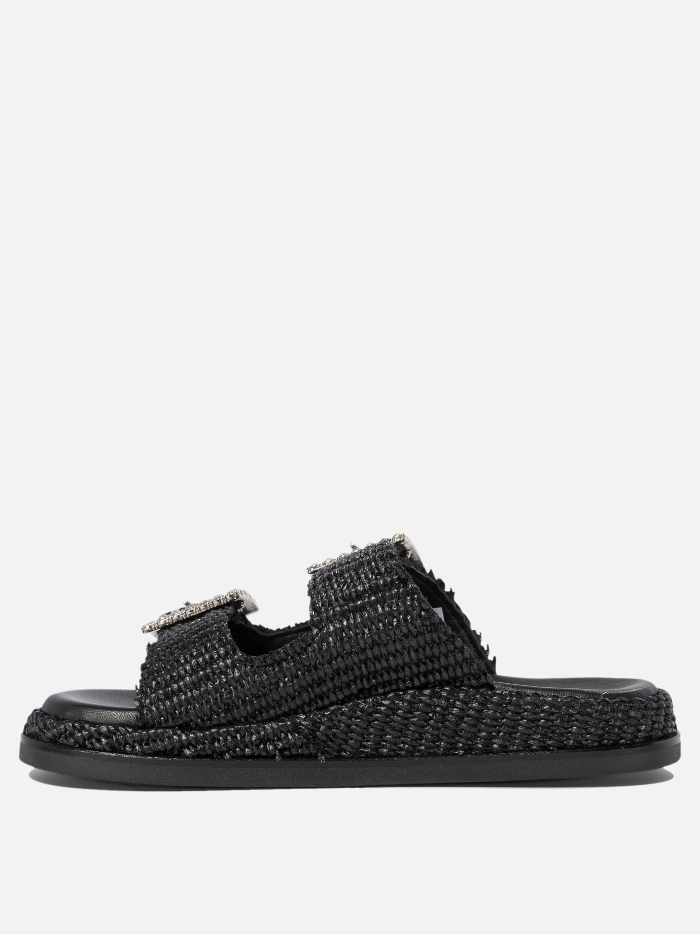 Flat sandals 100% rafia - 100% rubber  Black - Alibi Women | PDP | VIETTI Online Store | thumbnail_3