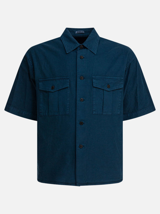 Camicie casual Solid colour  Blu - Auralee Uomo | VIETTI Online Store 
