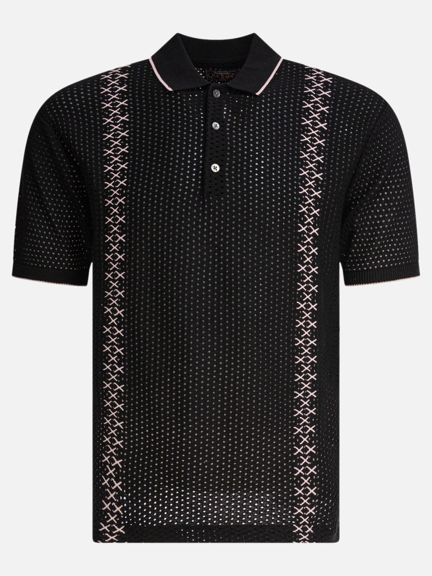 Beams Plus Perforated polo shirt 16180561_S Black thumbnail_1