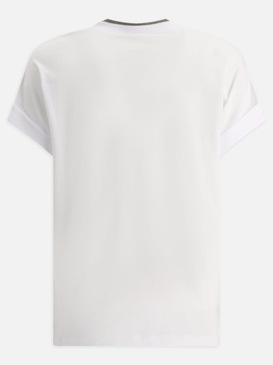 T-shirt scollo a V Solid colour  Bianco - Brunello Cucinelli Donna | VIETTI Online Store | 2
