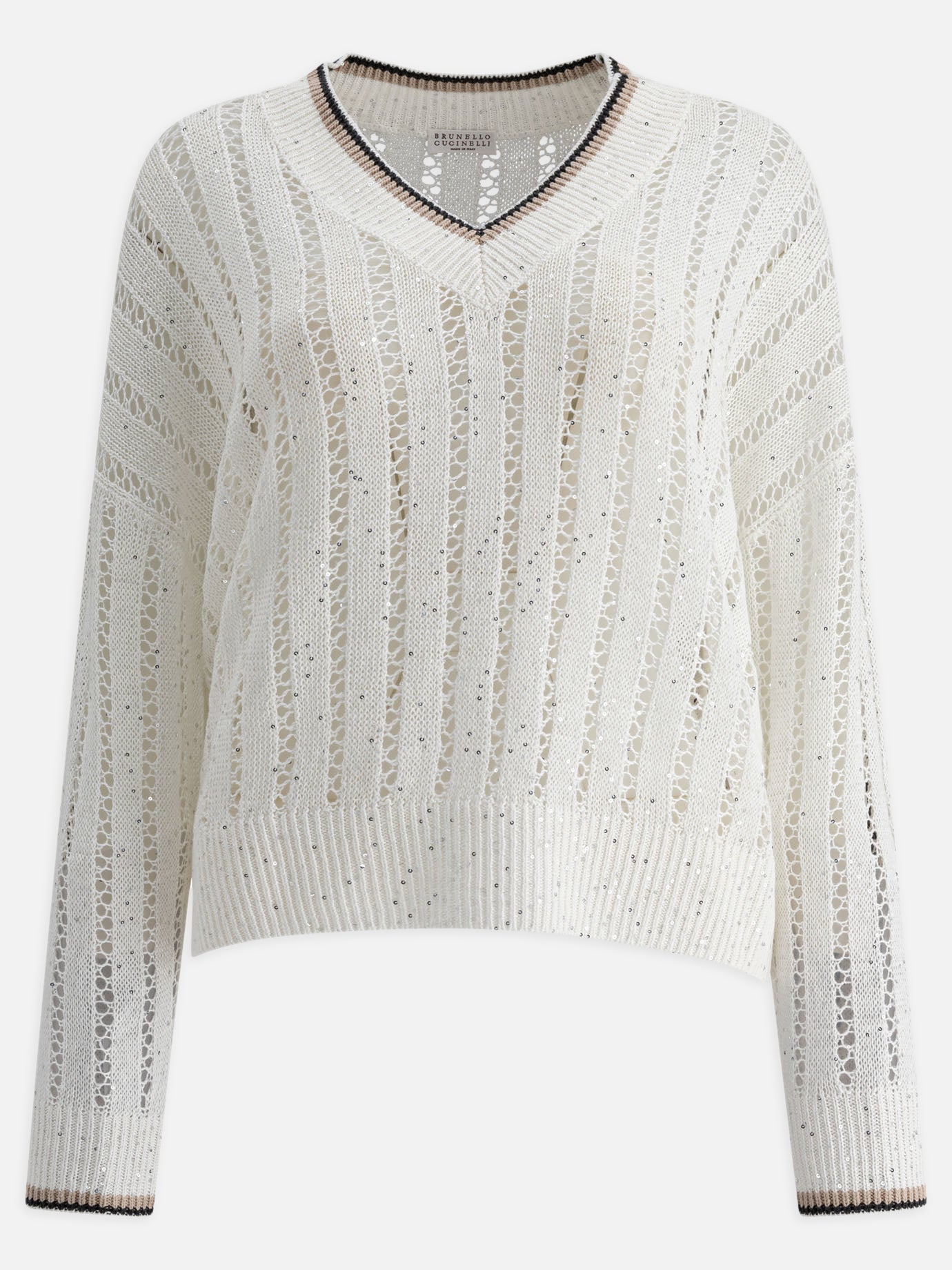 Maglioni scollo a V Solid colour  Bianco - Brunello Cucinelli Donna | PDP | VIETTI Online Store | Zoom-Modal
