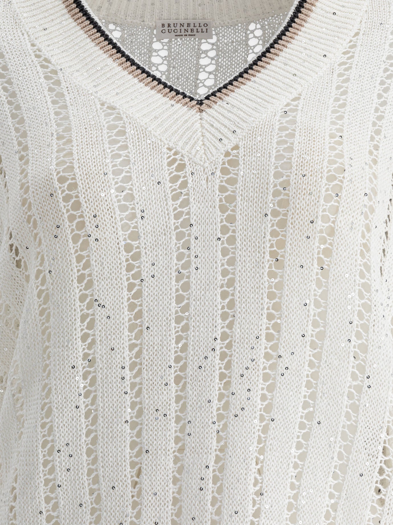 Maglioni scollo a V Solid colour  Bianco - Brunello Cucinelli Donna | PDP | VIETTI Online Store | Zoom-Modal_3

