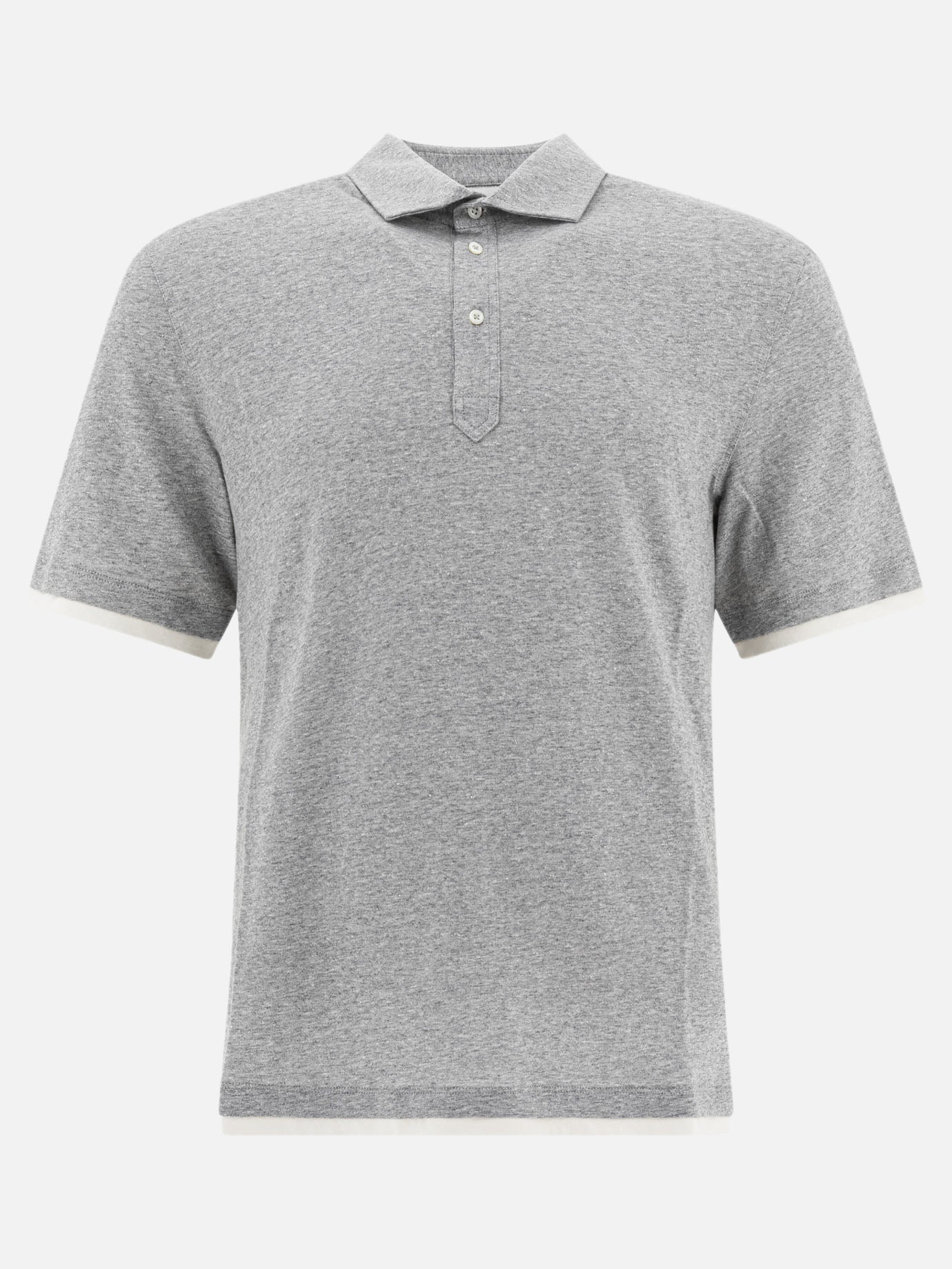 Polo shirts with buttons Solid colour  Grey - Brunello Cucinelli Men | PDP | VIETTI Online Store | Zoom-Modal
