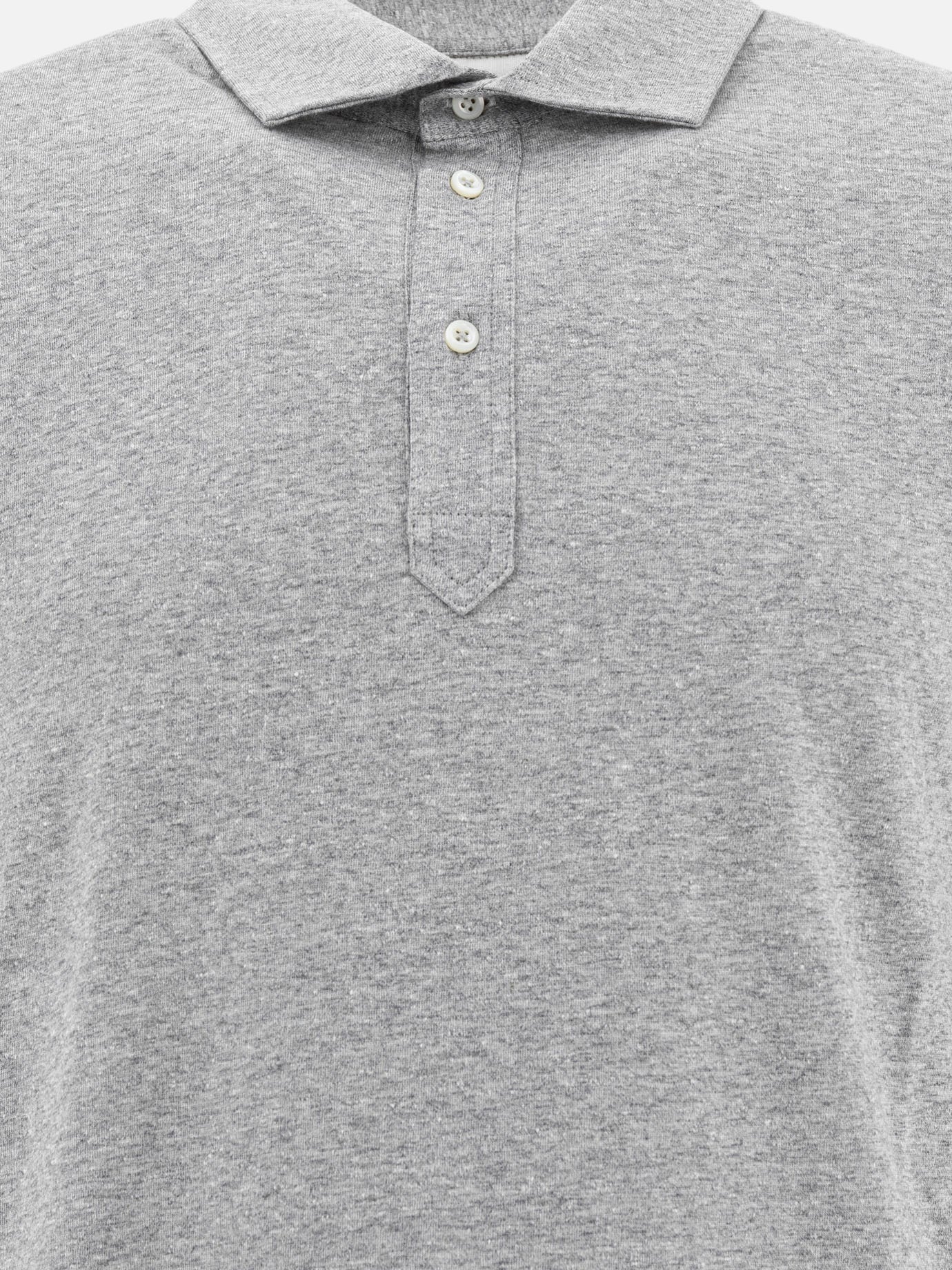Polo shirts with buttons Solid colour  Grey - Brunello Cucinelli Men | PDP | VIETTI Online Store | thumbnail_3