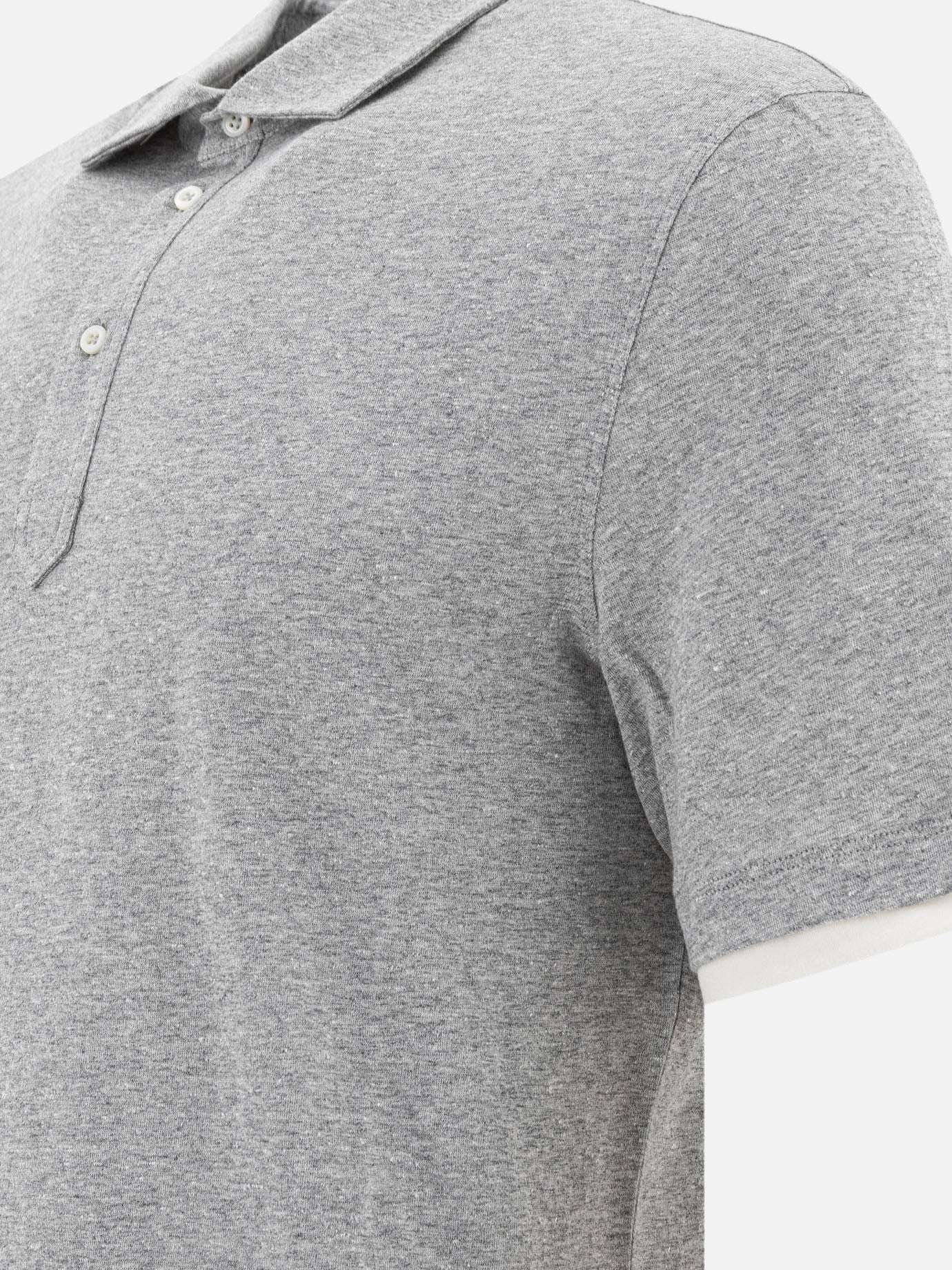 Polo shirts with buttons Solid colour  Grey - Brunello Cucinelli Men | PDP | VIETTI Online Store | thumbnail_4