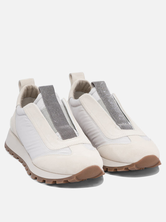 Sneaker basse 100% calf leather - 100% polyurethane  Bianco - Brunello Cucinelli Donna | PDP | VIETTI Online Store | 2
