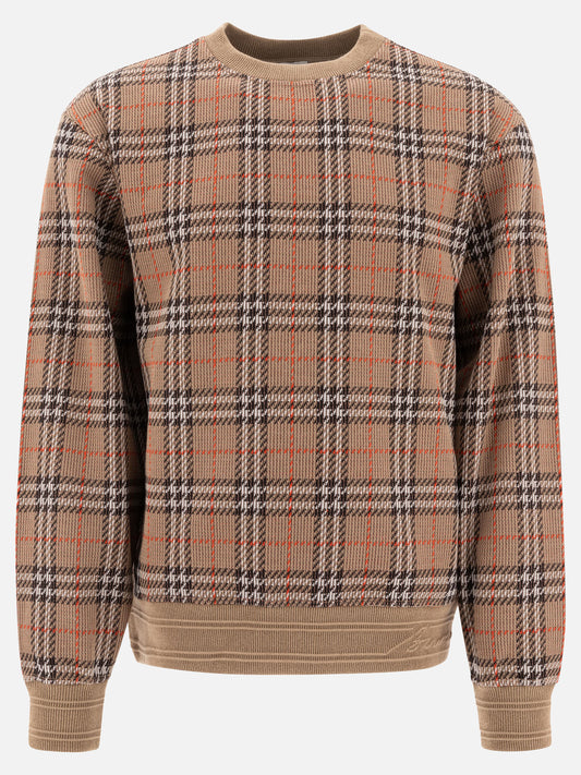 Burberry Felpa girocollo in cotone Check 14327904_S Beige 1