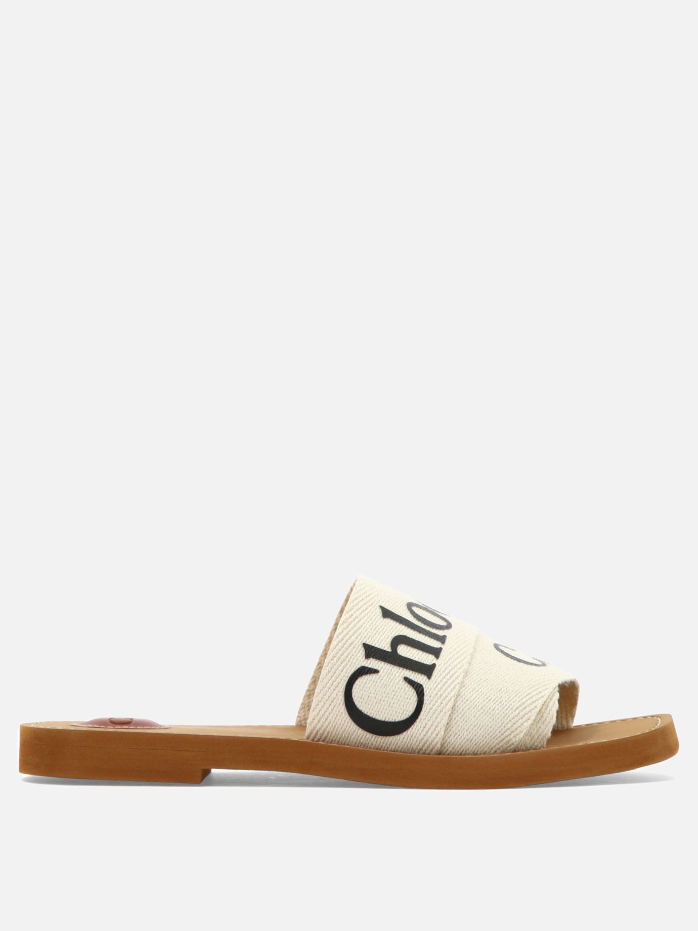 Flat sandals 90% linen 10% polyester - 100% ethylene vinyl acetate  White - Chloé Women | PDP | VIETTI Online Store | thumbnail