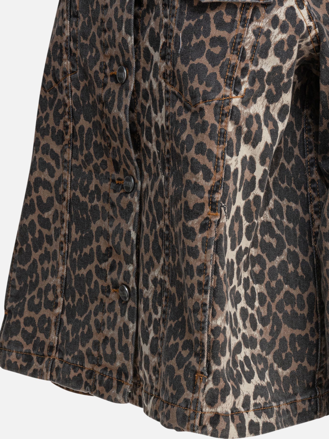 Ganni Giacca in denim leopardata 14152188_38 Brown thumbnail_4