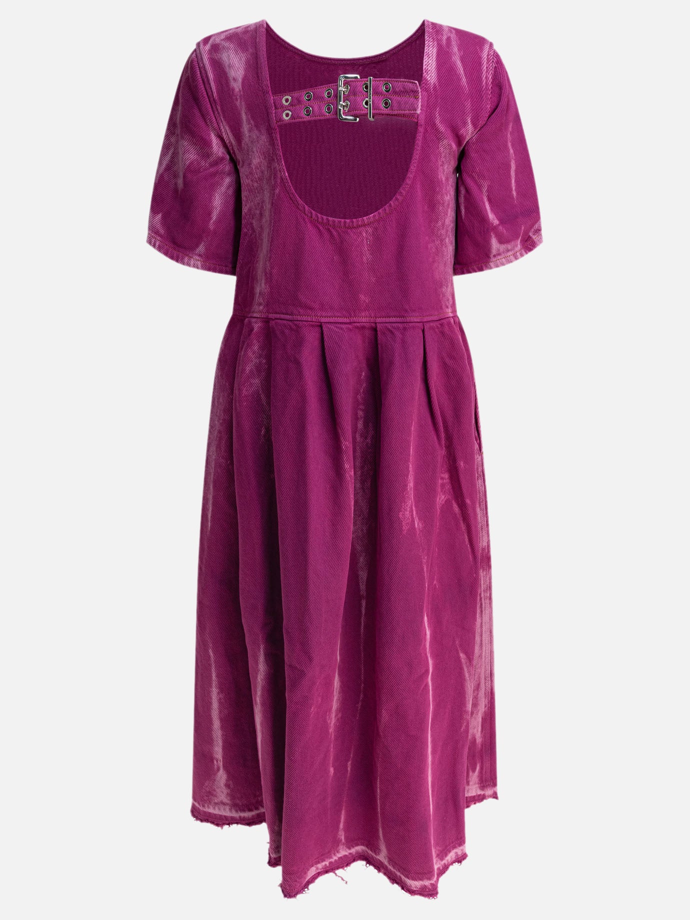 Ganni Abito midi in denim con schiena scoperta 11319781_36 Purple thumbnail_2