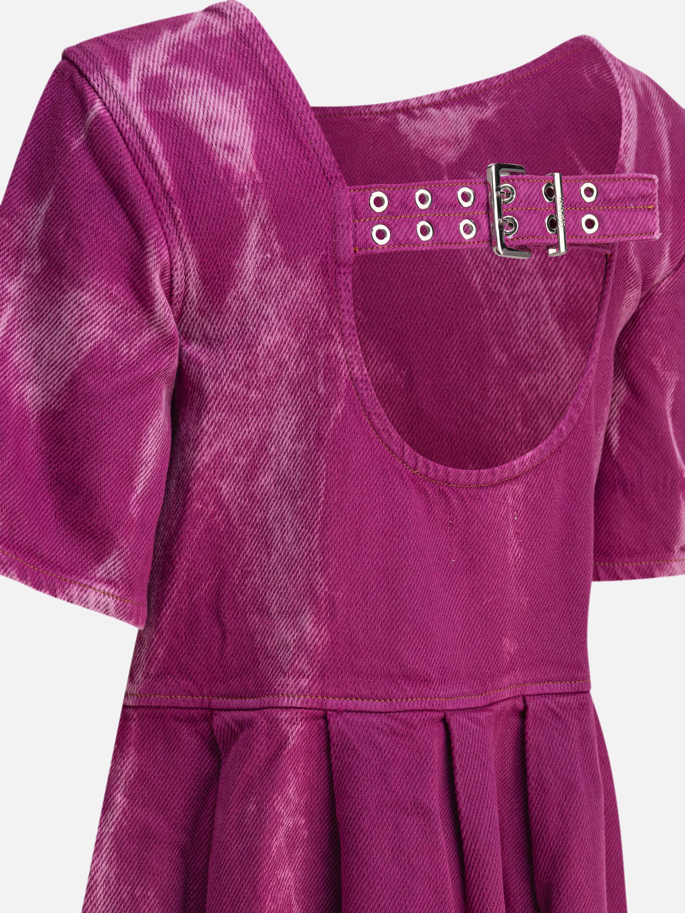 Ganni Abito midi in denim con schiena scoperta 11319781_36 Purple thumbnail_4