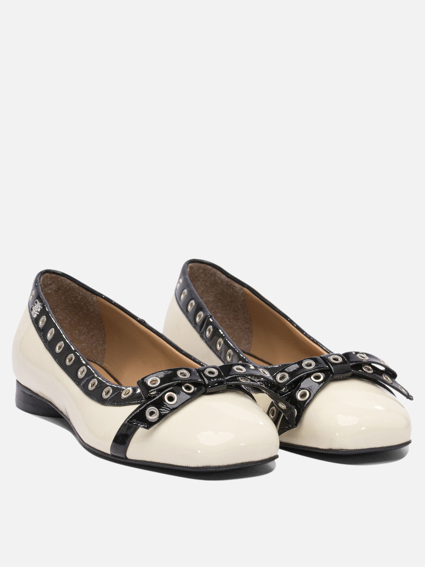 Ganni Ballerine con fiocco e occhielli 18737711_36 White thumbnail_2