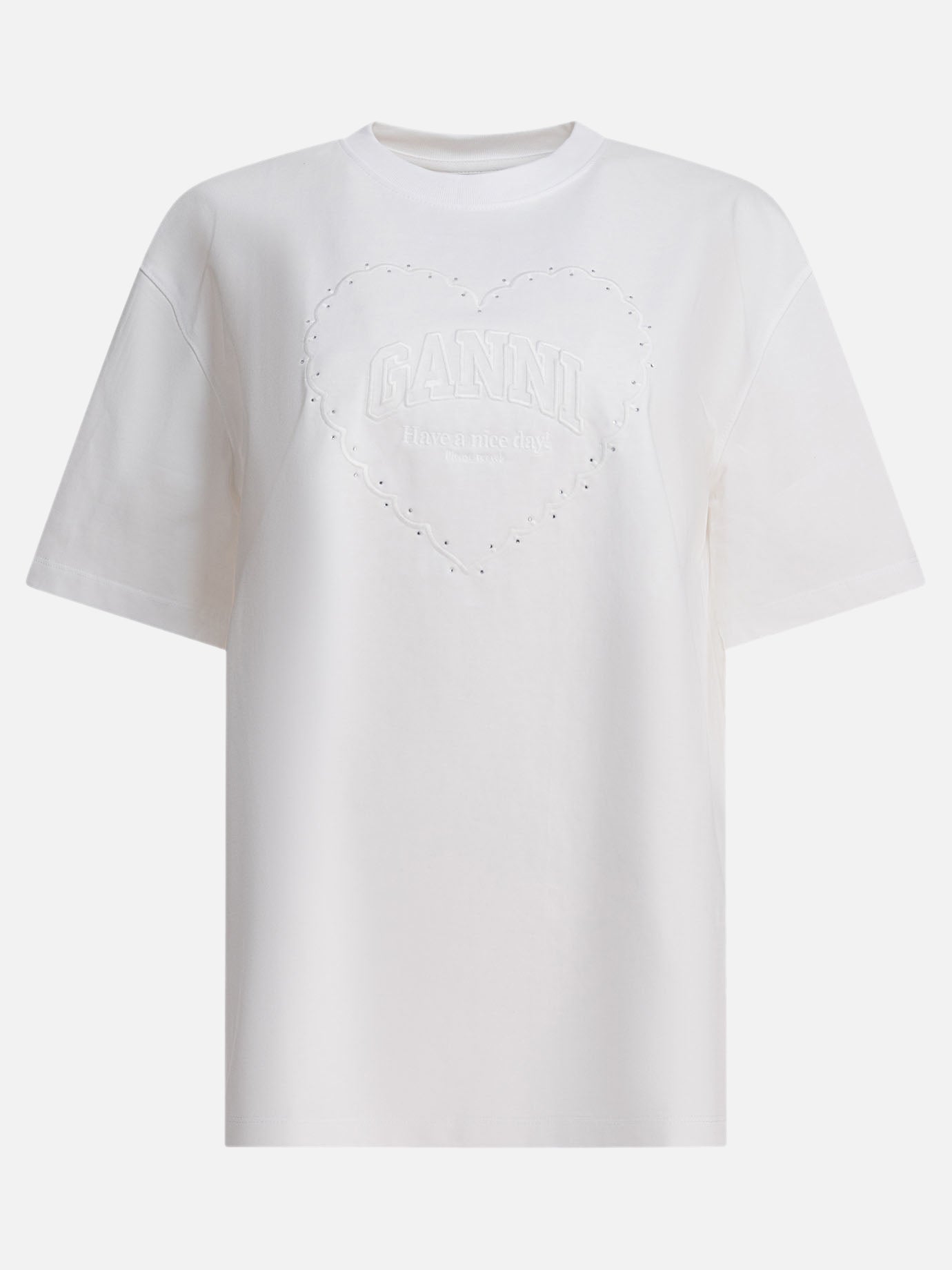 Ganni T-shirt in cotone con logo 19943362_XS White thumbnail_1