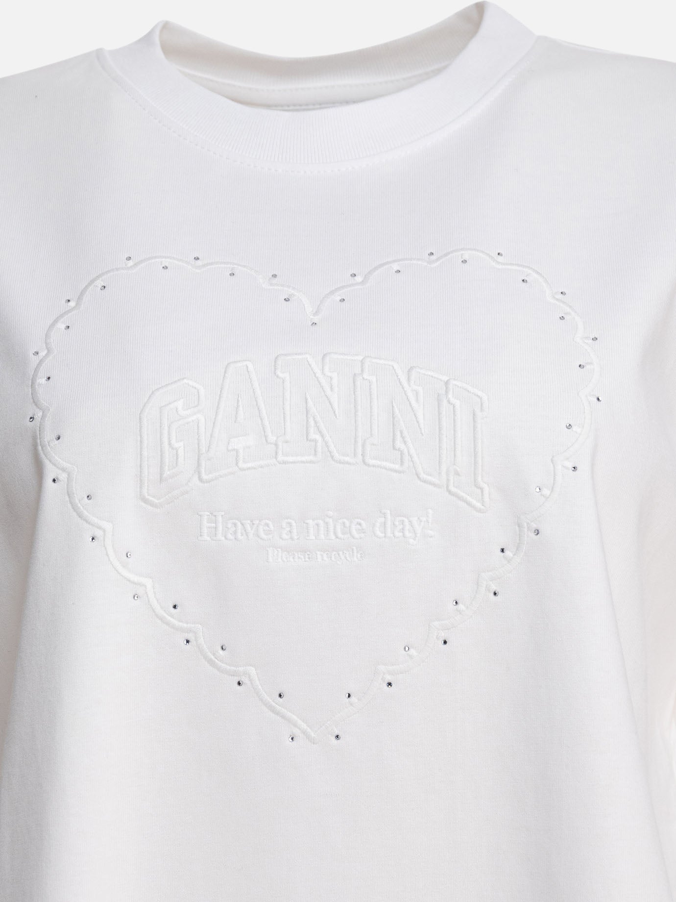 Ganni T-shirt in cotone con logo 19943362_XS White thumbnail_3