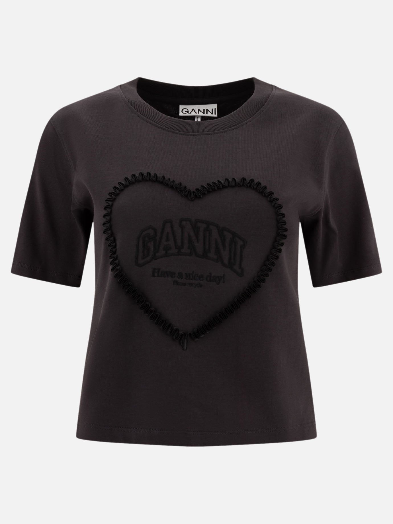 Ganni T-shirt in cotone con logo 10826693_XS Black thumbnail_1