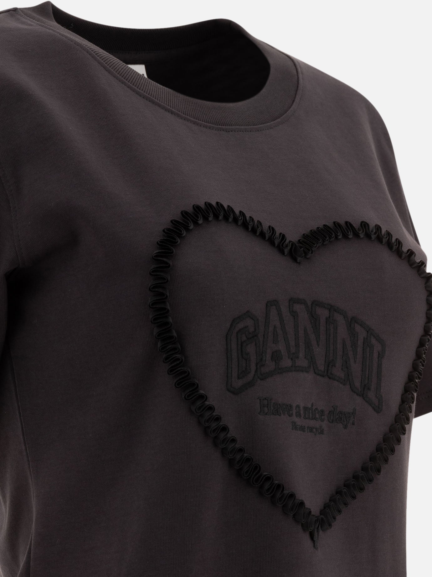 Ganni T-shirt in cotone con logo 10826693_XS Black thumbnail_4