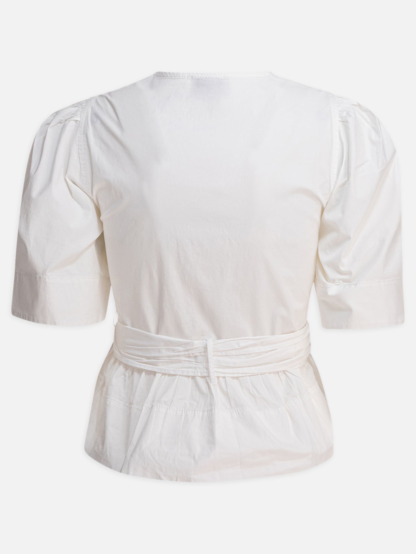 Ganni Blusa con volant 15273968_34 White thumbnail_2