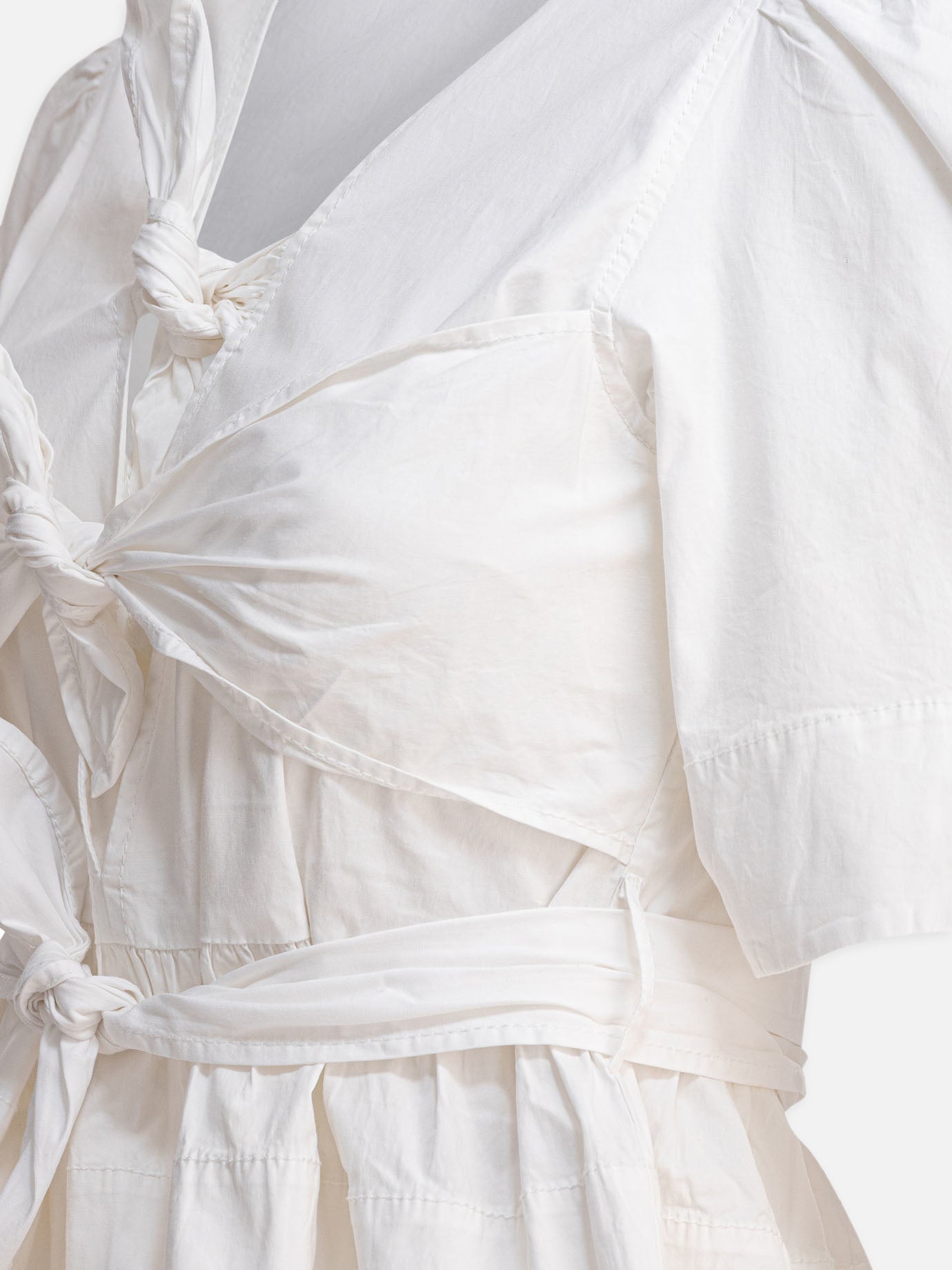 Ganni Blusa con volant 15273968_34 White thumbnail_4