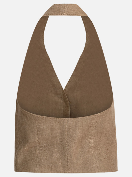 Max Mara Gilet in botavia di lino 14135374_38 Beige 2