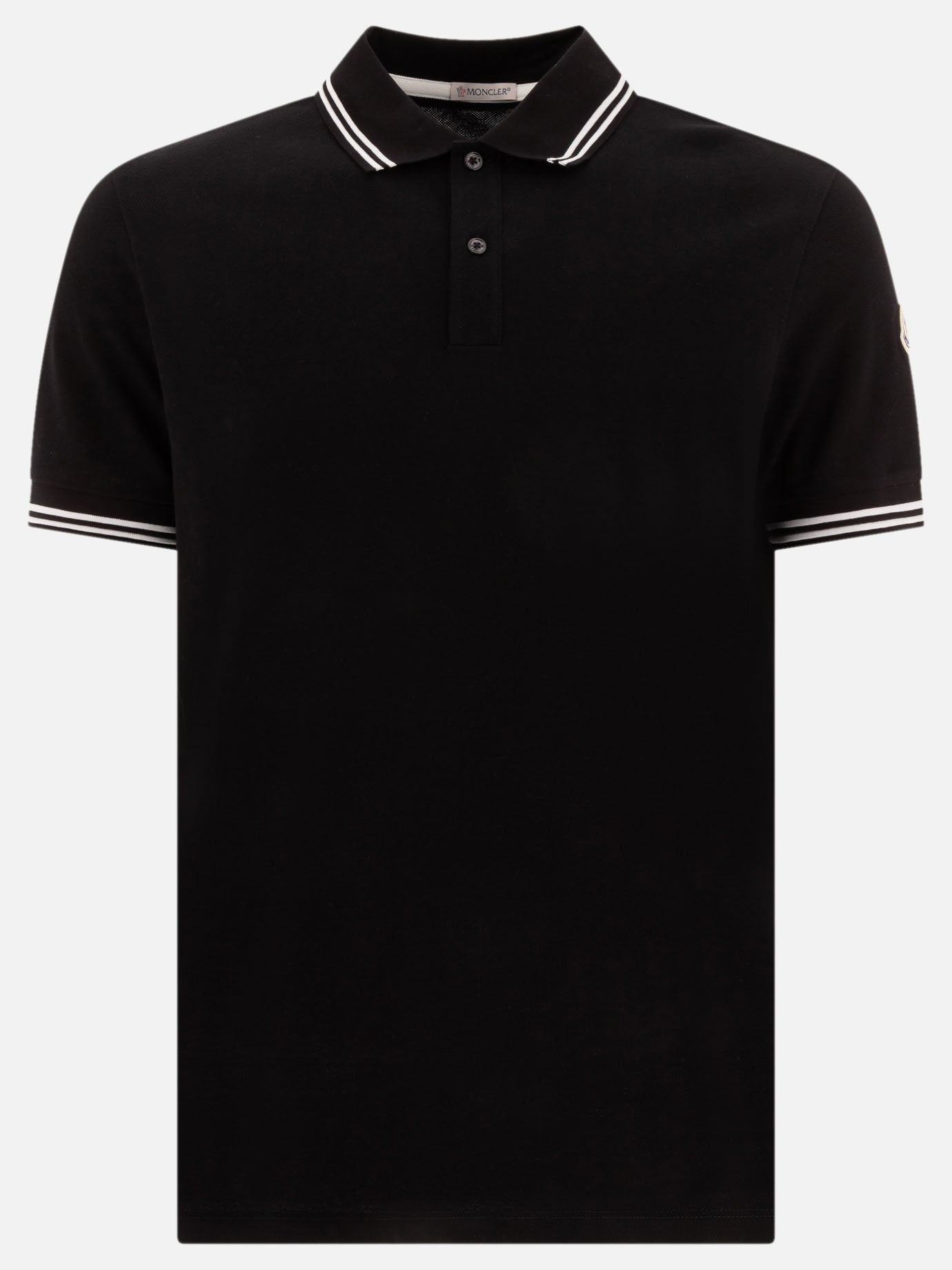 Moncler Polo in cotone piquet 13789600_S Black thumbnail_1