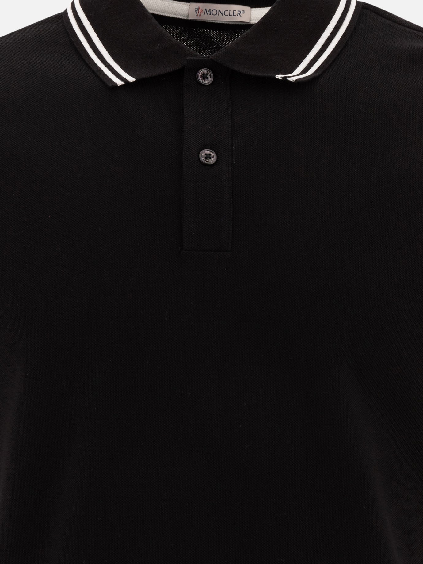 Moncler Polo in cotone piquet 13789600_S Black thumbnail_3