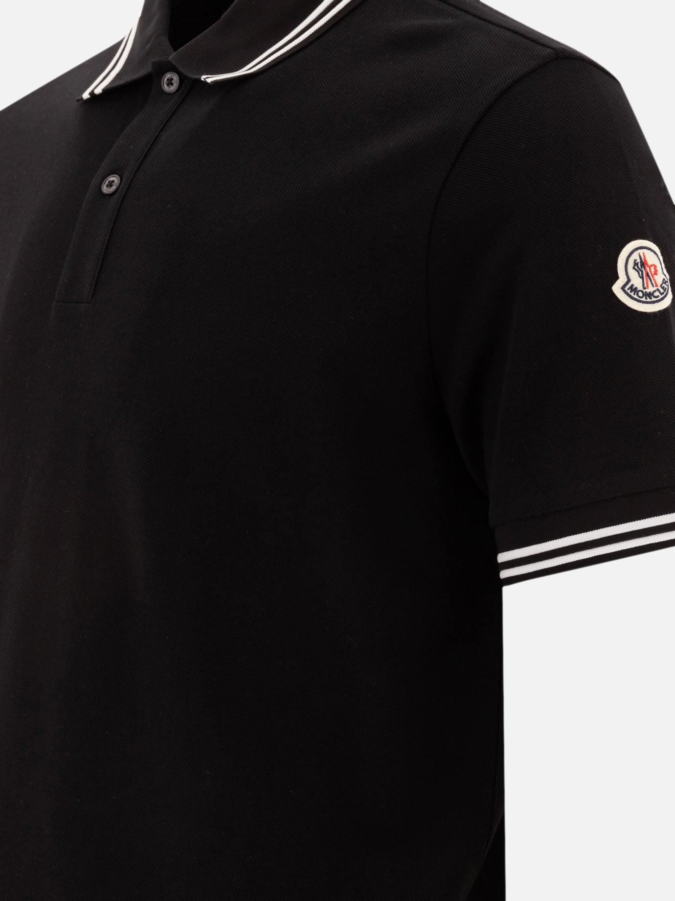 Moncler Polo in cotone piquet 13789600_S Black thumbnail_4