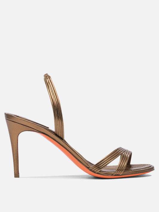 Heeled sandals 100% leather - 100% leather  Gold - Santoni Women | PLP | VIETTI Online Store 
