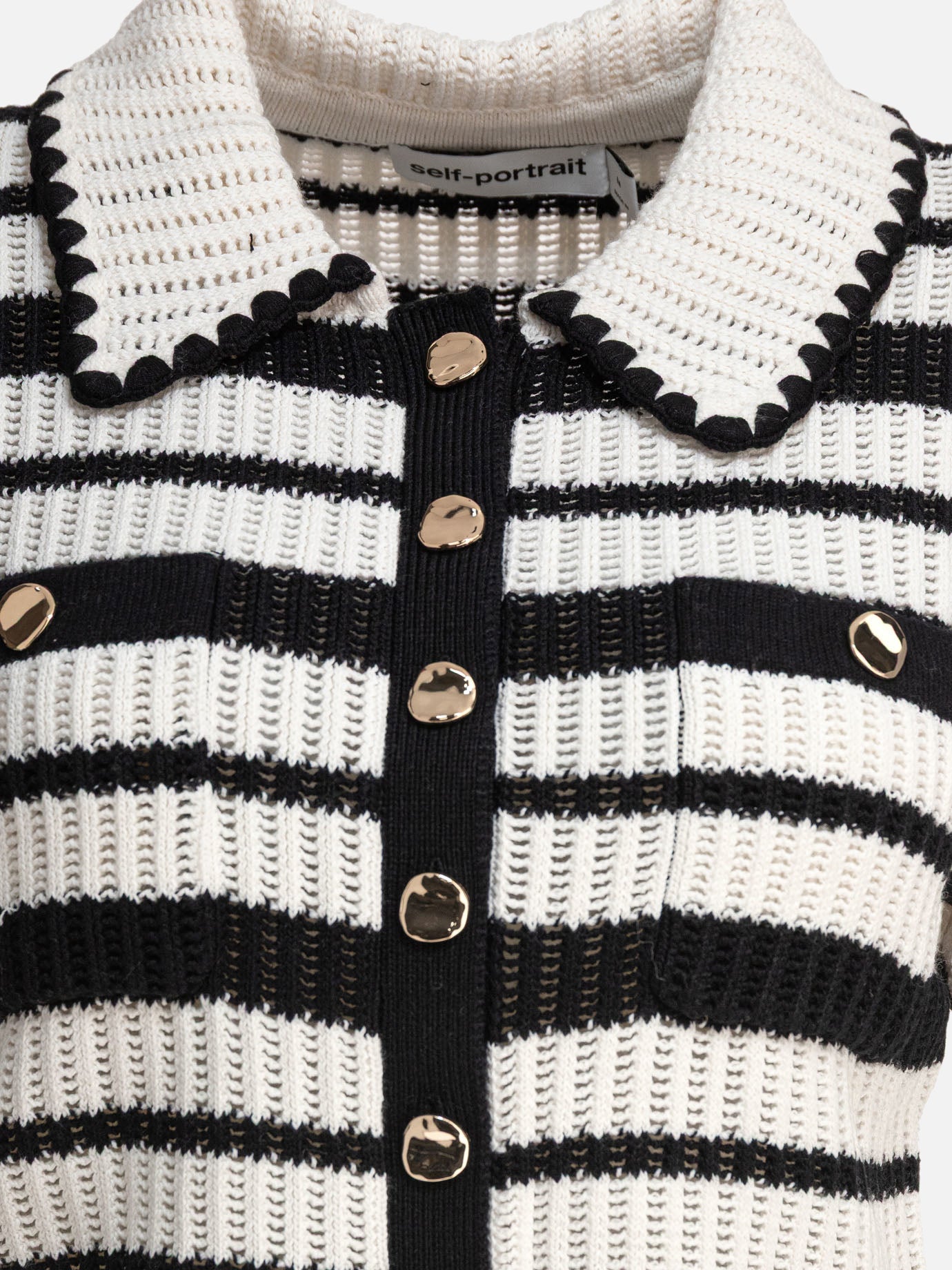 Polo sweater Striped  White - Self-portrait Women | PDP | VIETTI Online Store | Zoom-Modal_3
