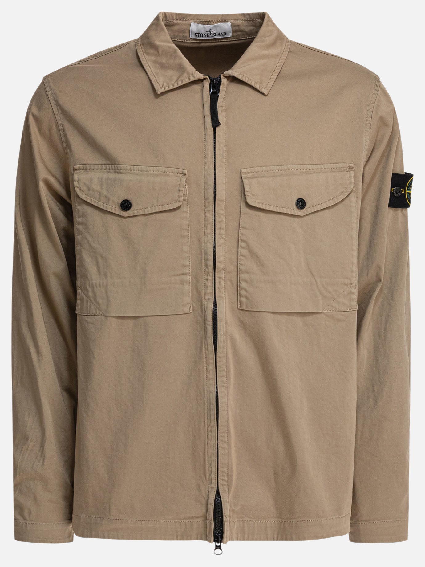 Stone Island Overshirt in raso di cotone biologico 10222827_M Beige thumbnail_1
