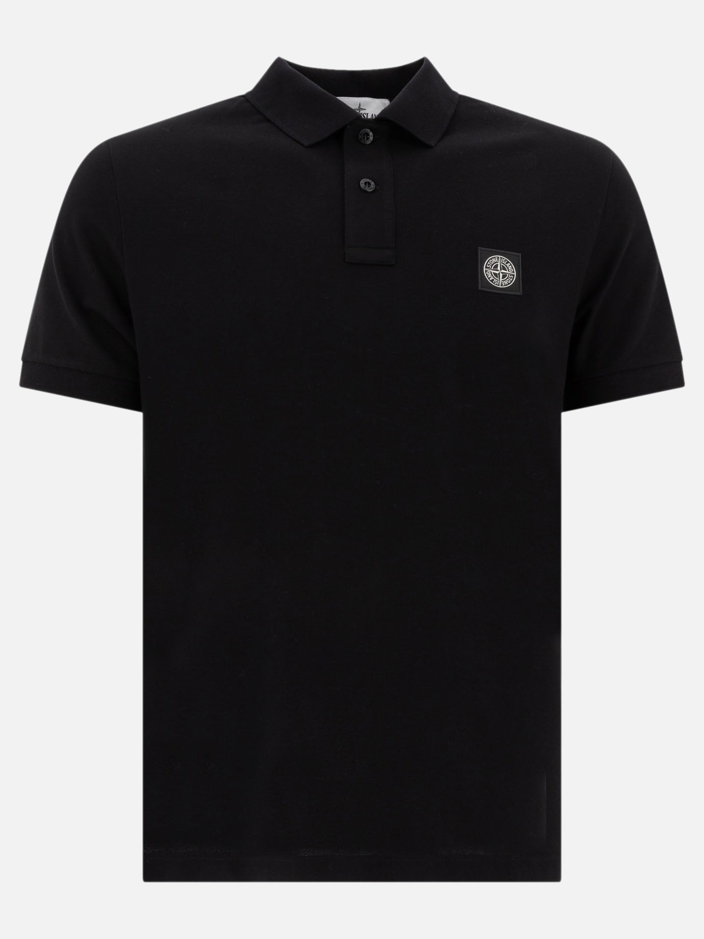 Stone Island Organic cotton and pique polo shirt Black