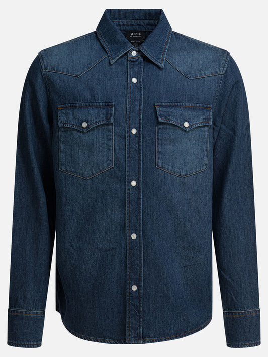 Casual shirts Solid colour  Blue - A.P.C. Men | PDP | VIETTI Online Store 
