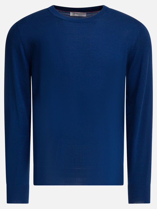 Crewneck sweaters Solid colour  Blue - Brunello Cucinelli Men | VIETTI Online Store 

