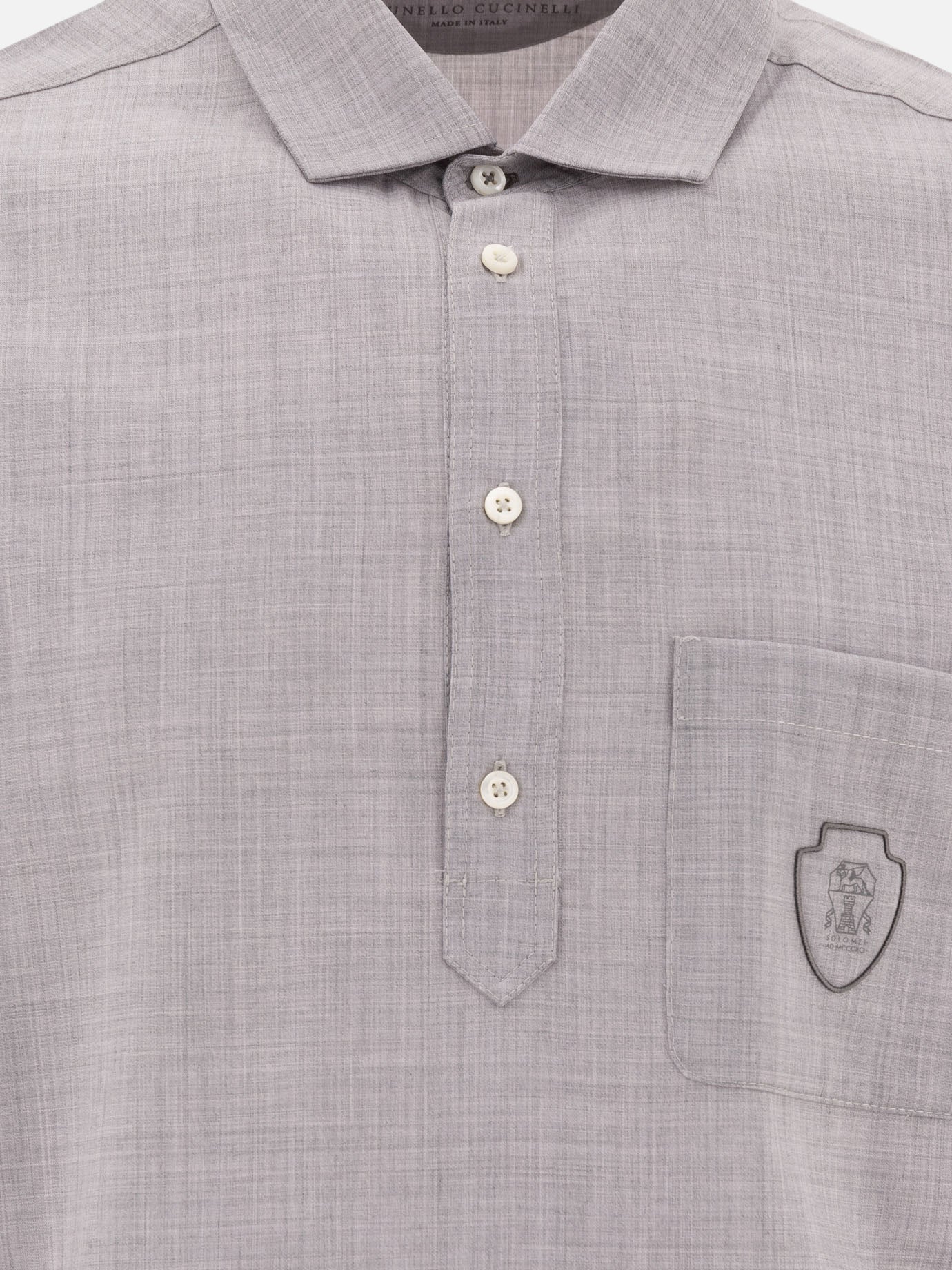 Polo con bottoni Solid colour  Grigio - Brunello Cucinelli Uomo | PDP | VIETTI Online Store | thumbnail_3