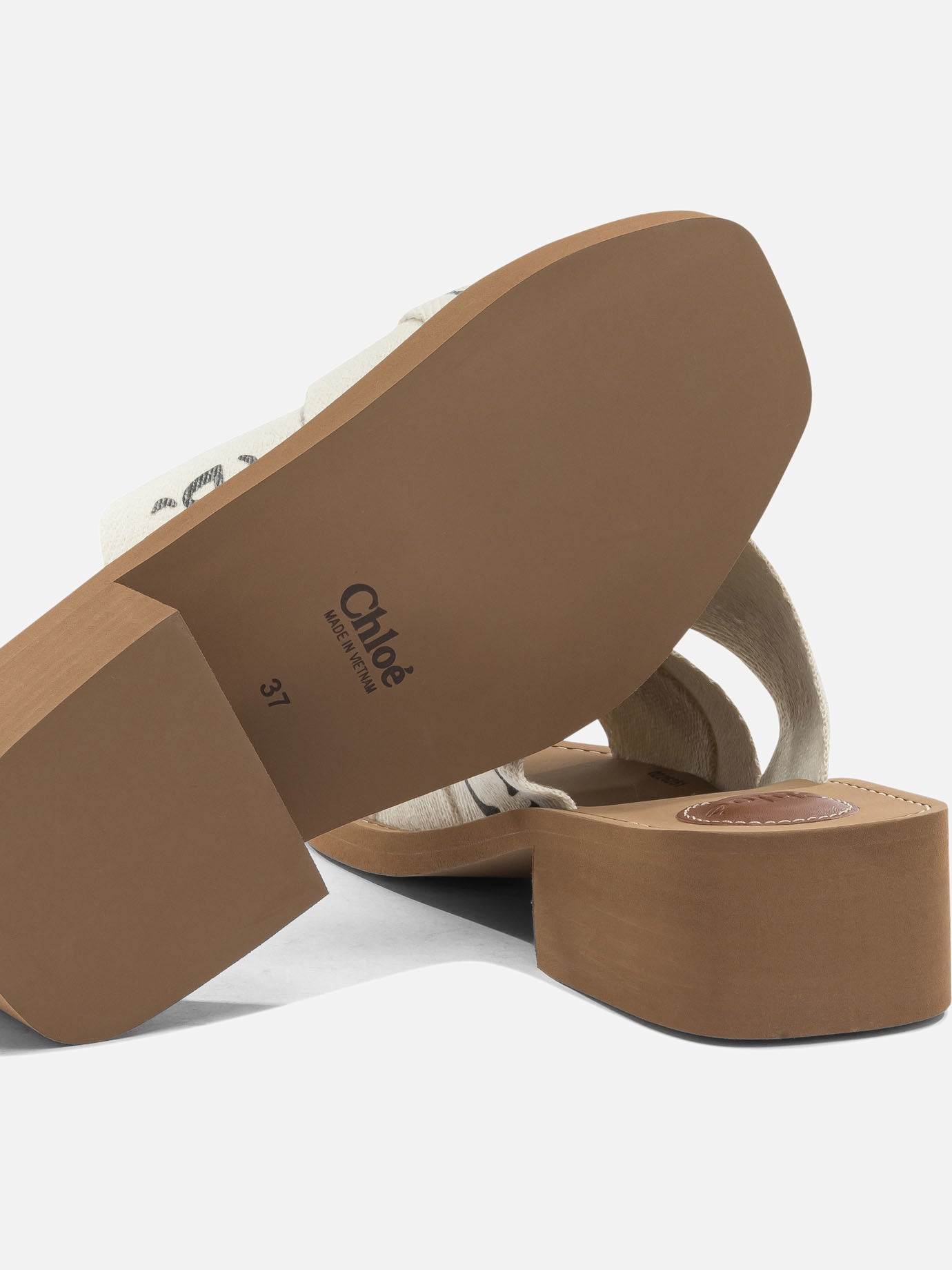 Heeled sandals 90% linen 10% polyester - 100% ethylene vinyl acetate  White - Chloé Women | PDP | VIETTI Online Store | thumbnail_5