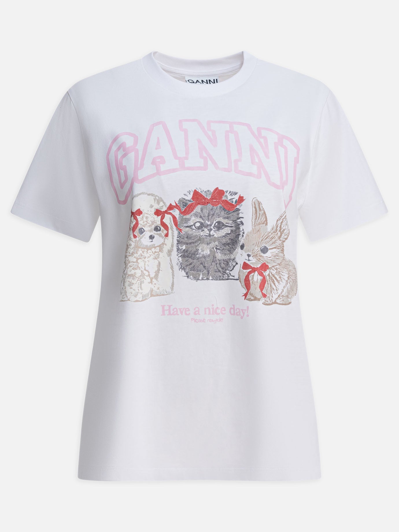 T-shirt girocollo Logo  Bianco - Ganni Donna | PDP | VIETTI Online Store | Zoom-Modal
