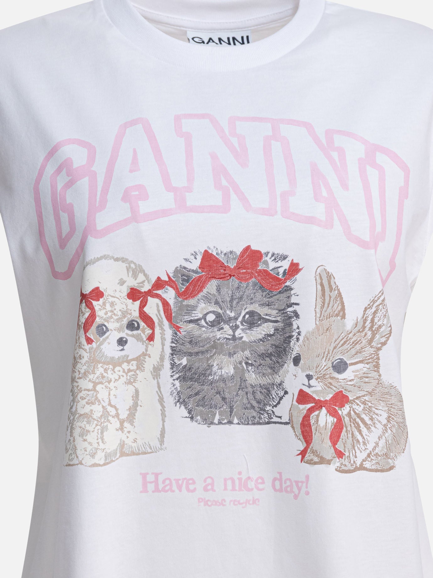 T-shirt girocollo Logo  Bianco - Ganni Donna | PDP | VIETTI Online Store | thumbnail_3