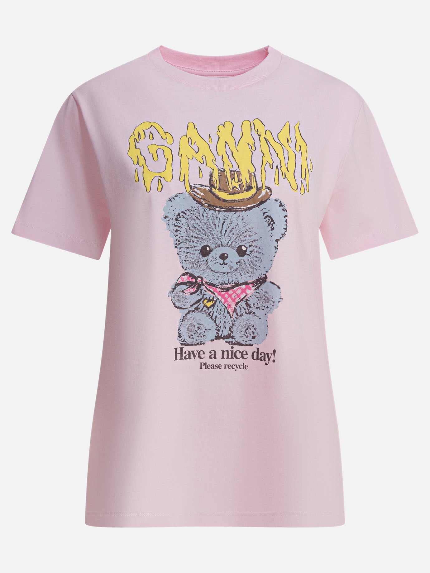 T-shirt girocollo Logo  Rosa - Ganni Donna | PDP | VIETTI Online Store | Zoom-Modal
