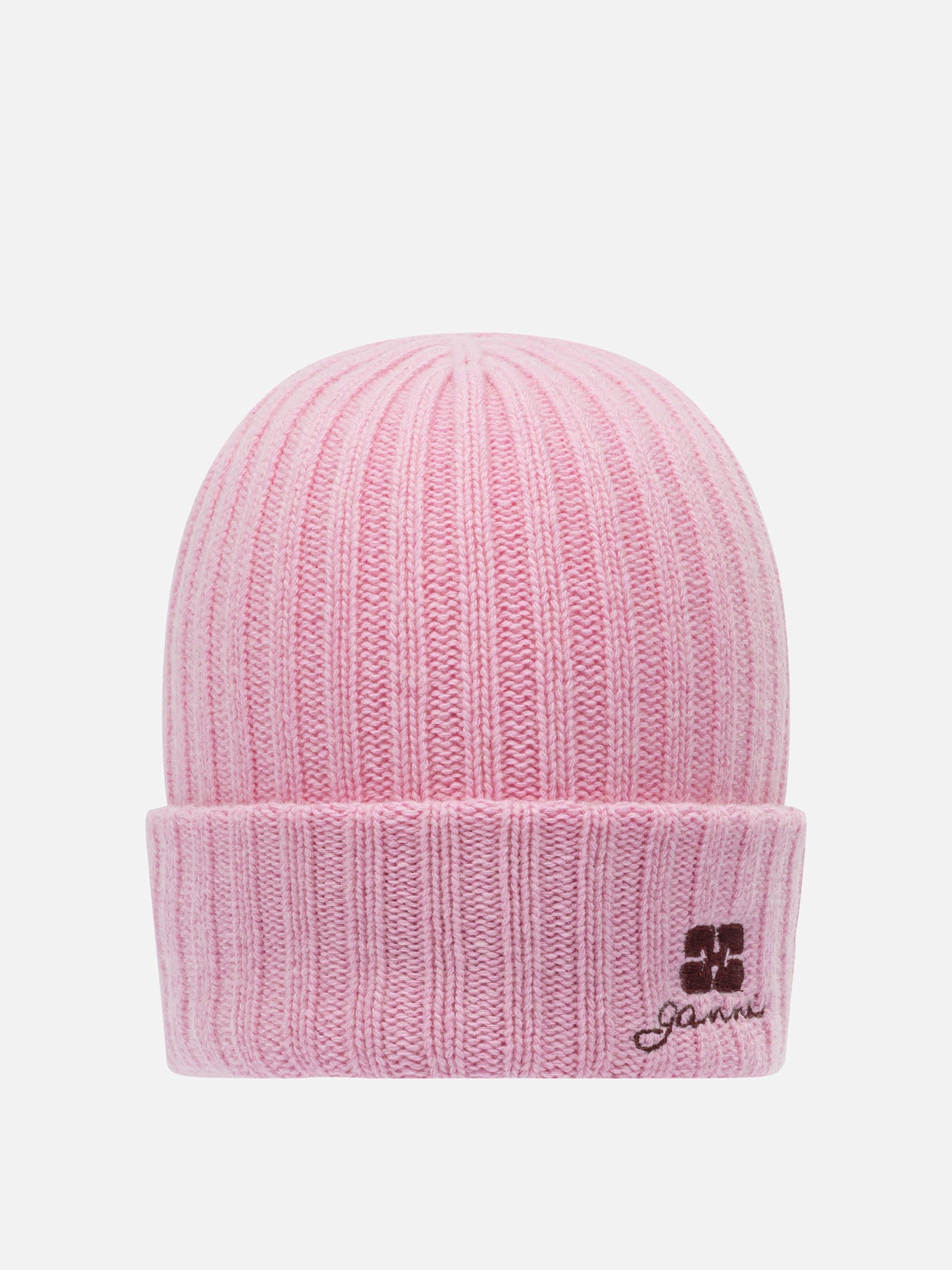 Beanies 60% wool 20% viscose 20% recycled cotton  Pink - Ganni Women | PDP | VIETTI Online Store | thumbnail