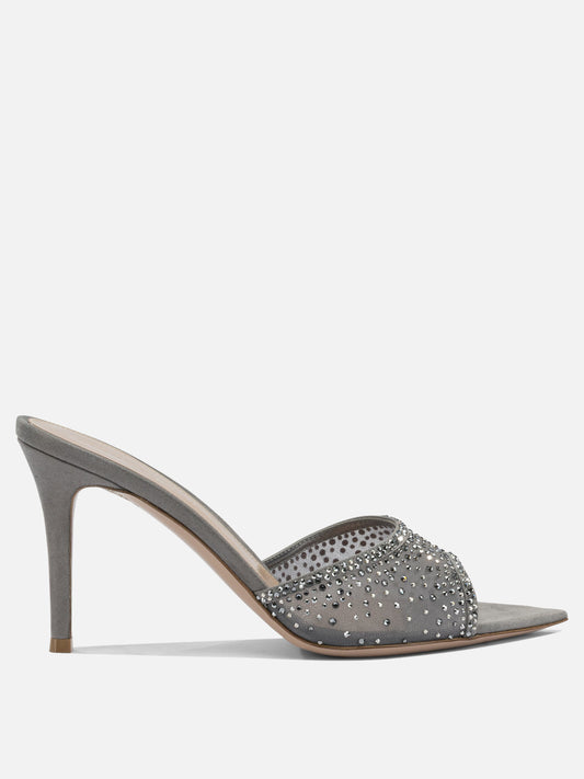 Heeled sandals 70% fabric 30% suede - 100% leather  Grey - Gianvito Rossi Women | PDP | VIETTI Online Store 
