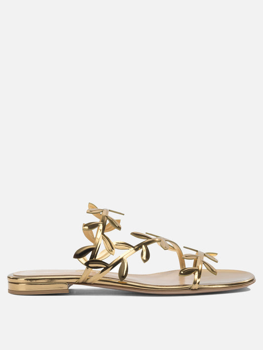 Flat sandals 100% leather - 100% leather  Gold - Gianvito Rossi Women | PDP | VIETTI Online Store 
