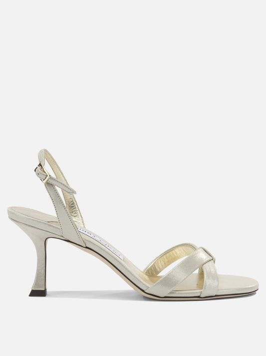 Heeled sandals 86% leather 5% salpa 4% plastic 5% metal - 100% calf  Gold - Jimmy Choo Women | PLP | VIETTI Online Store 
