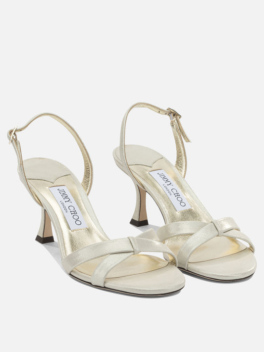 Heeled sandals 86% leather 5% salpa 4% plastic 5% metal - 100% calf  Gold - Jimmy Choo Women | PLP | VIETTI Online Store | 2
