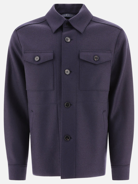 Overshirt jackets 100% virgin wool  Blue - Harris Wharf London Men | PLP | VIETTI Online Store 
